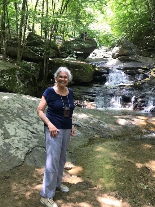 My friend at the waterfall